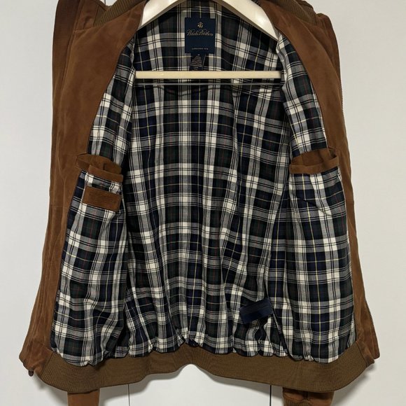 Brooks Brothers Tan/Brown Suede Leather Bomber Jacket - Medium - Picture 13 of 16